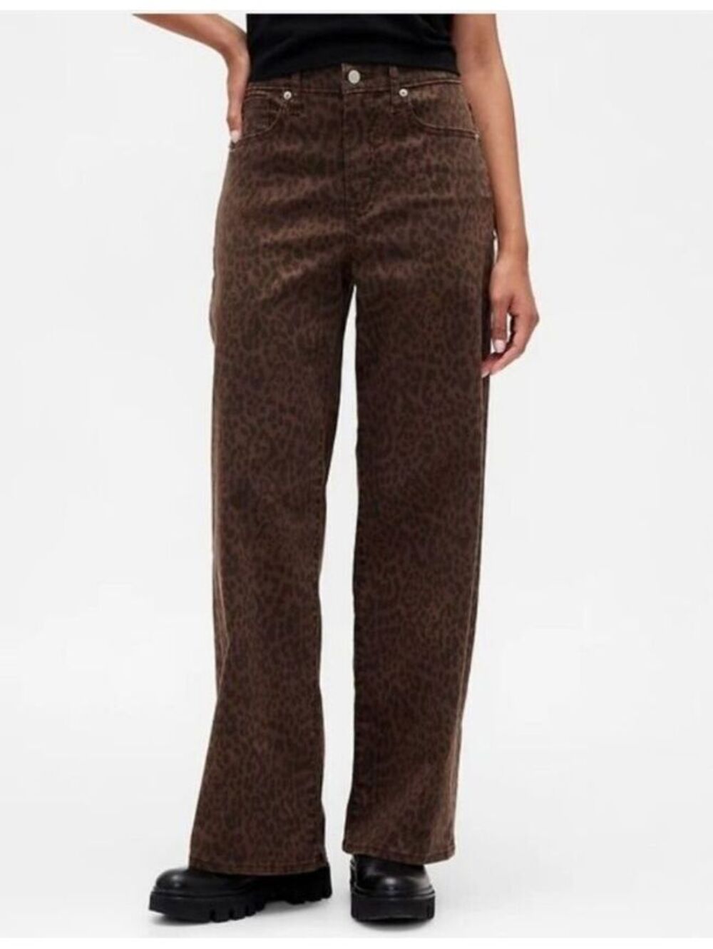 NWT Gap High Rise Print Wide-Leg Jeans leopard